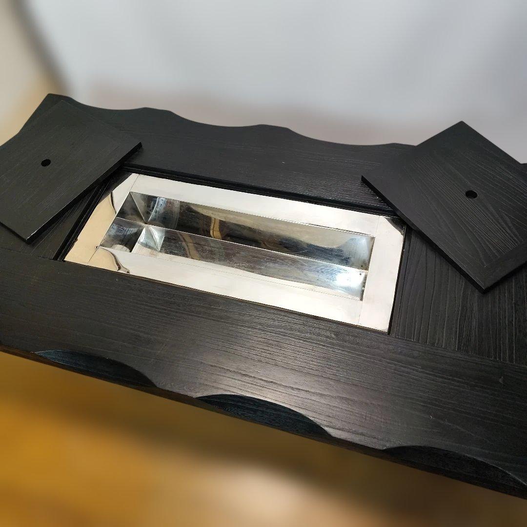 冬は長火鉢、他の季節はテーブルとして使える洒落たデザインの座卓 黒