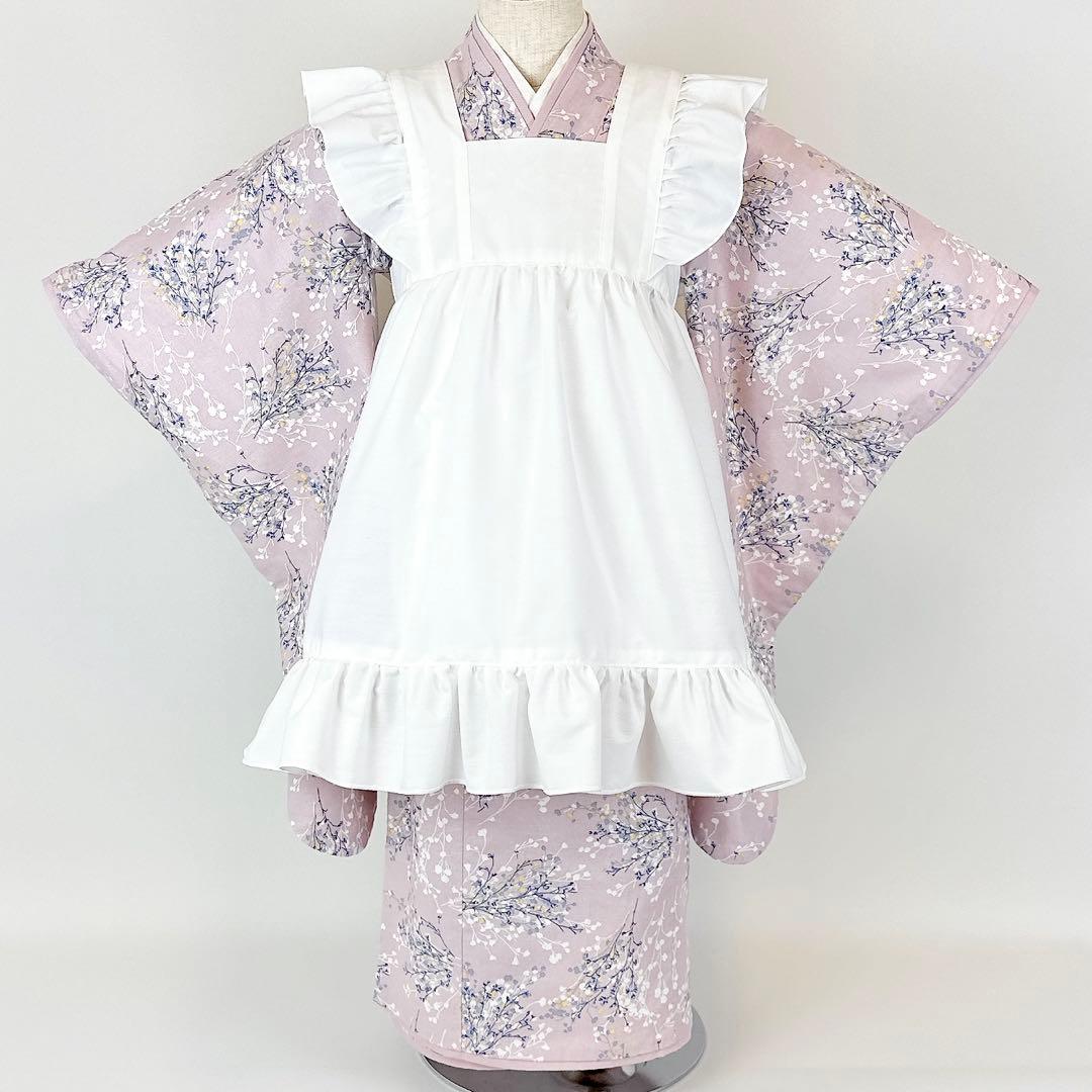 ［かすみ草］3歳 七五三 ꕤ 被布エプロン3点セット