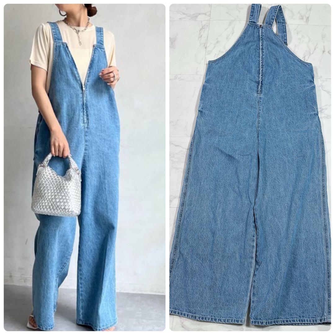 美品 DouDou デニムフロントジップ サロペット 完売品