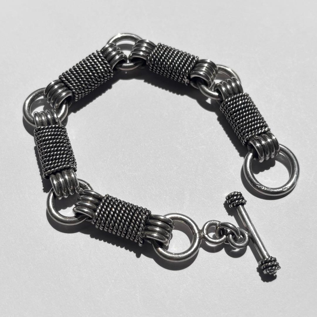 メキシコ製 ヴィンテージ 925 ヘビーロープチェーンブレスレット 82g