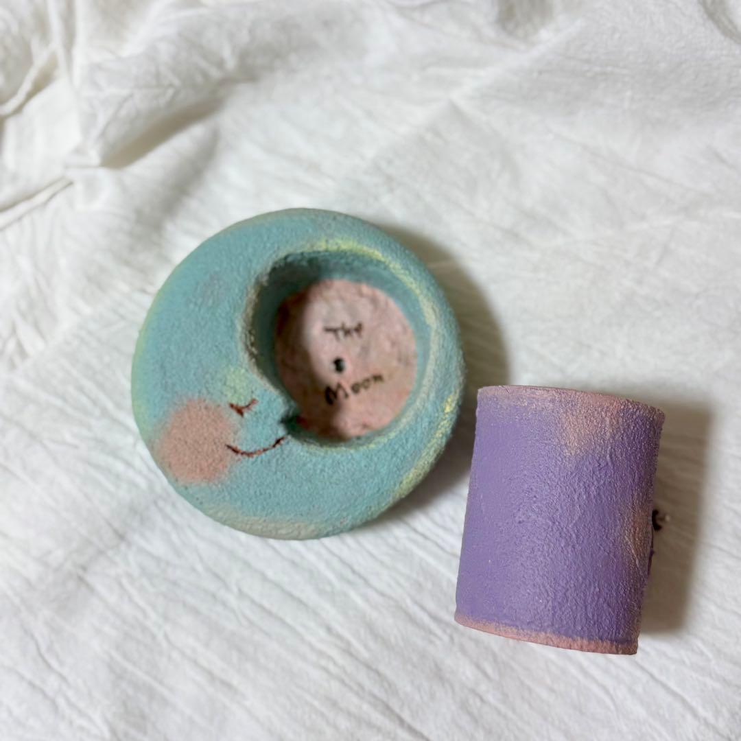 作家様　お月さまとお家のデザイン　植木鉢　多肉植物　2つセット　モルタル