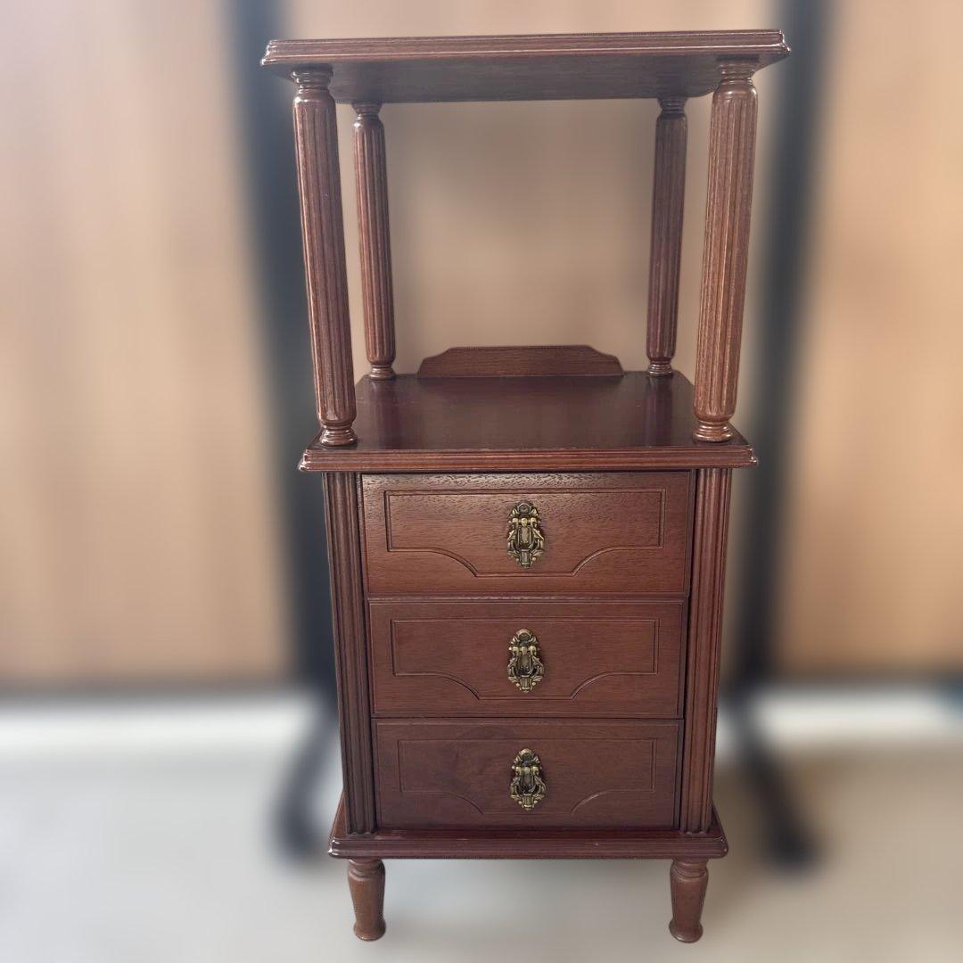 (37) AYANO CRAFT 綾野製作所 木製 キャビネット 電話台 レトロ