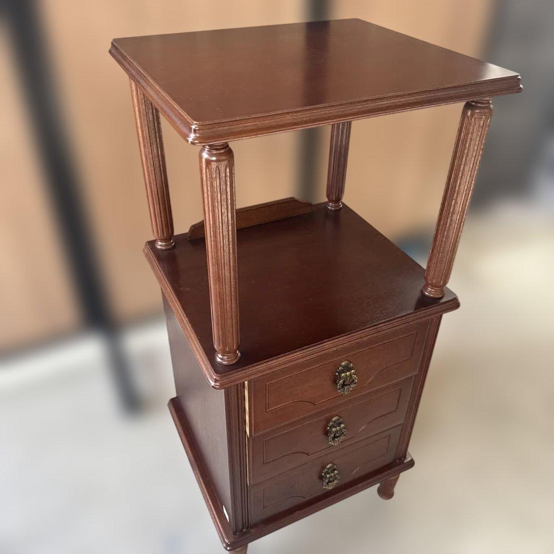 (37) AYANO CRAFT 綾野製作所 木製 キャビネット 電話台 レトロ