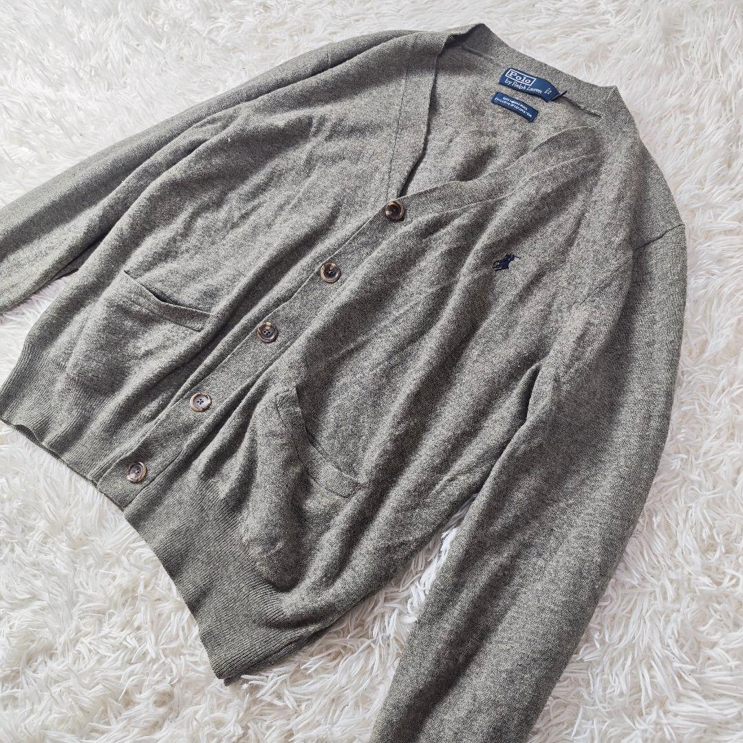 【高級】ラルフローレン メリノウール カーディガン メンズXL　肘パッチ