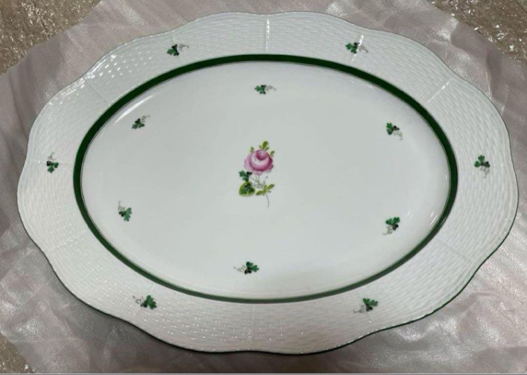 未使用 ヘレンド 大皿 36cm オーバルプラター ウィーンの薔薇