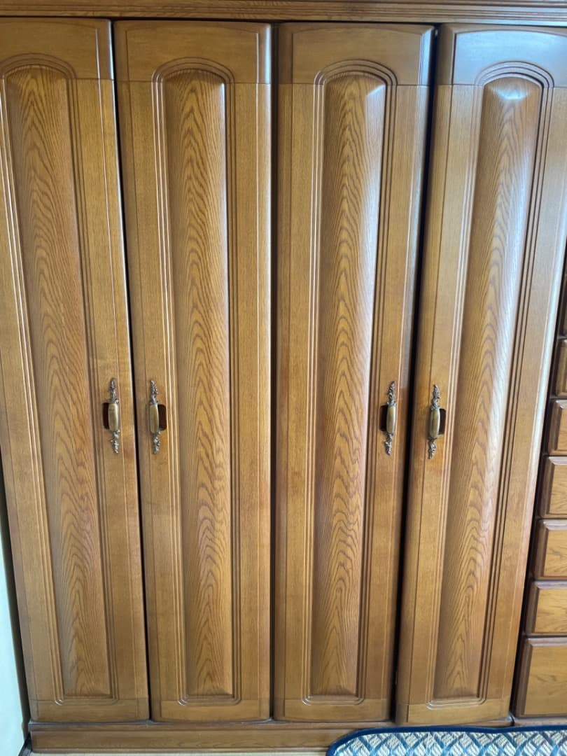 木製 4扉洋服タンス ブラウン