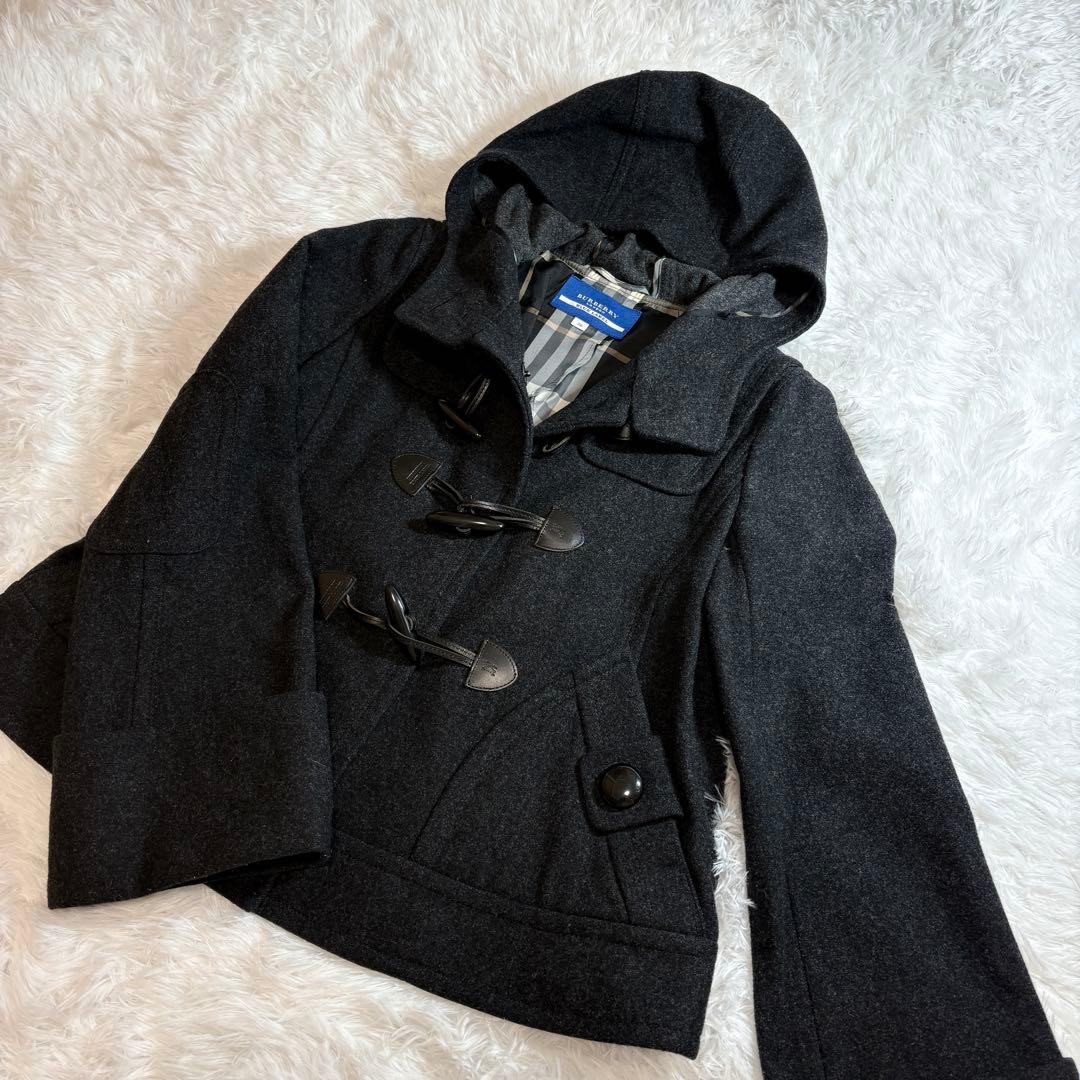☆美品☆バーバリーブルーレーベル ダッフルコート ショート丈 チャコールグレー