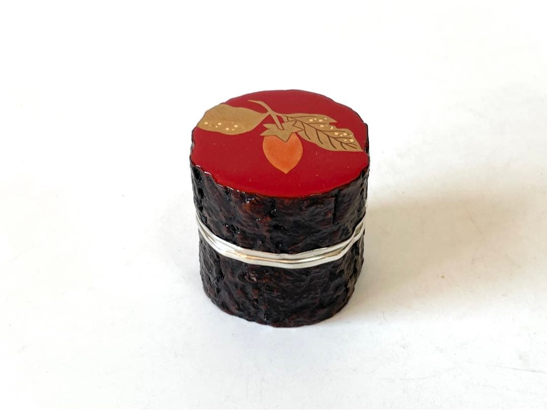 塗師　中村宗悦　玄々斎好写　筆柿香合　共箱　柿香合　茶道具