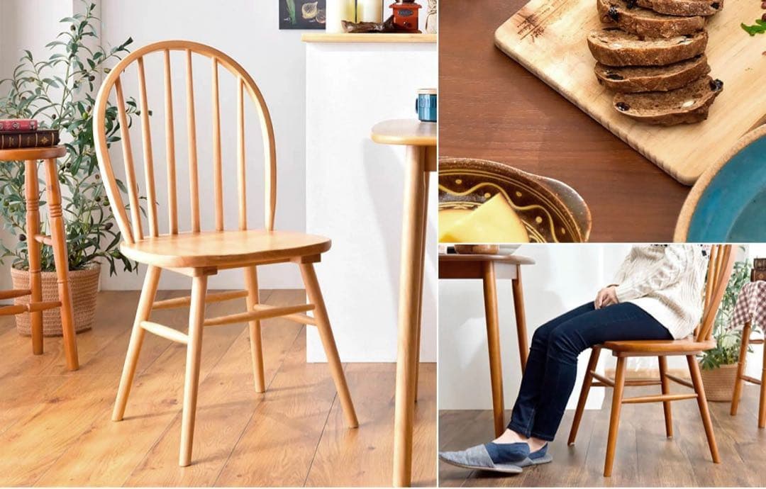 ウィンザーチェア ナチュラル オーク 天然木　ダイニングチェア