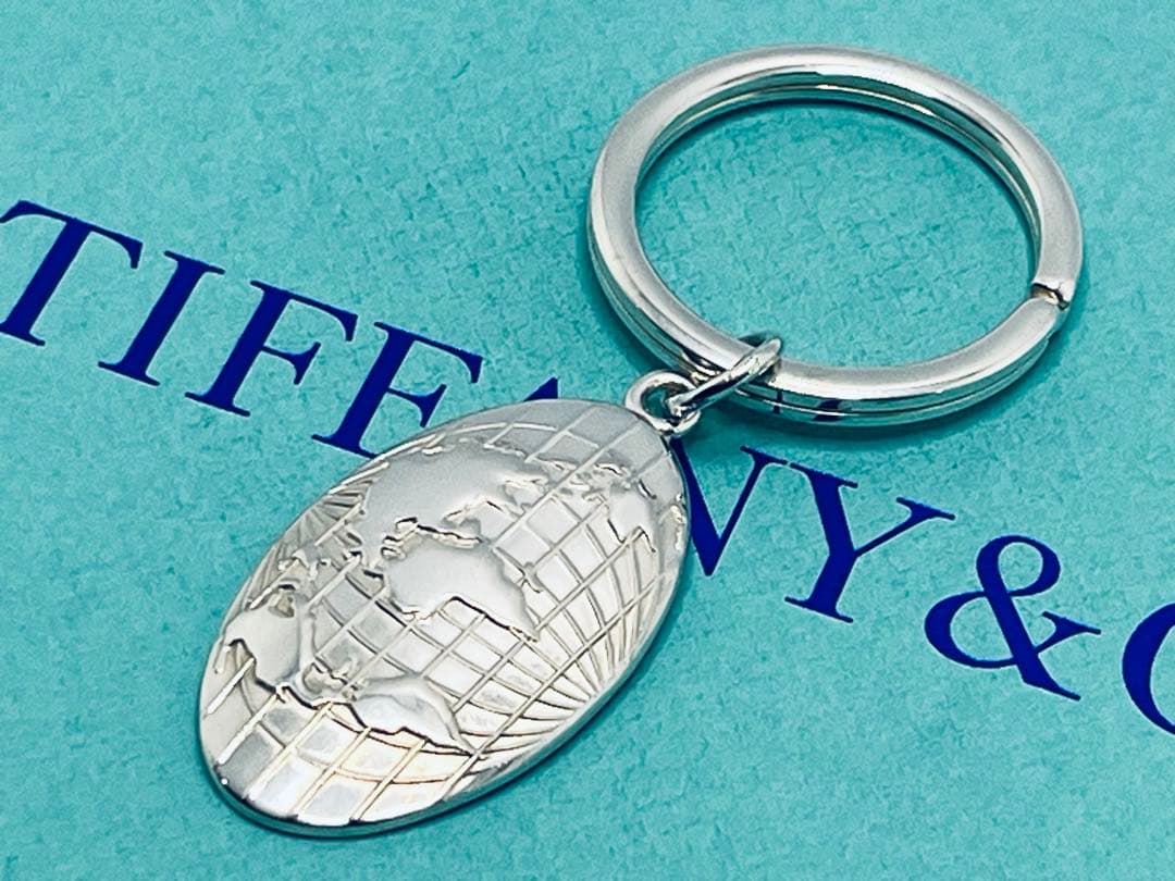 c843 美品　希少　ティファニー　2000 地球　アース　世界地図　キーリング