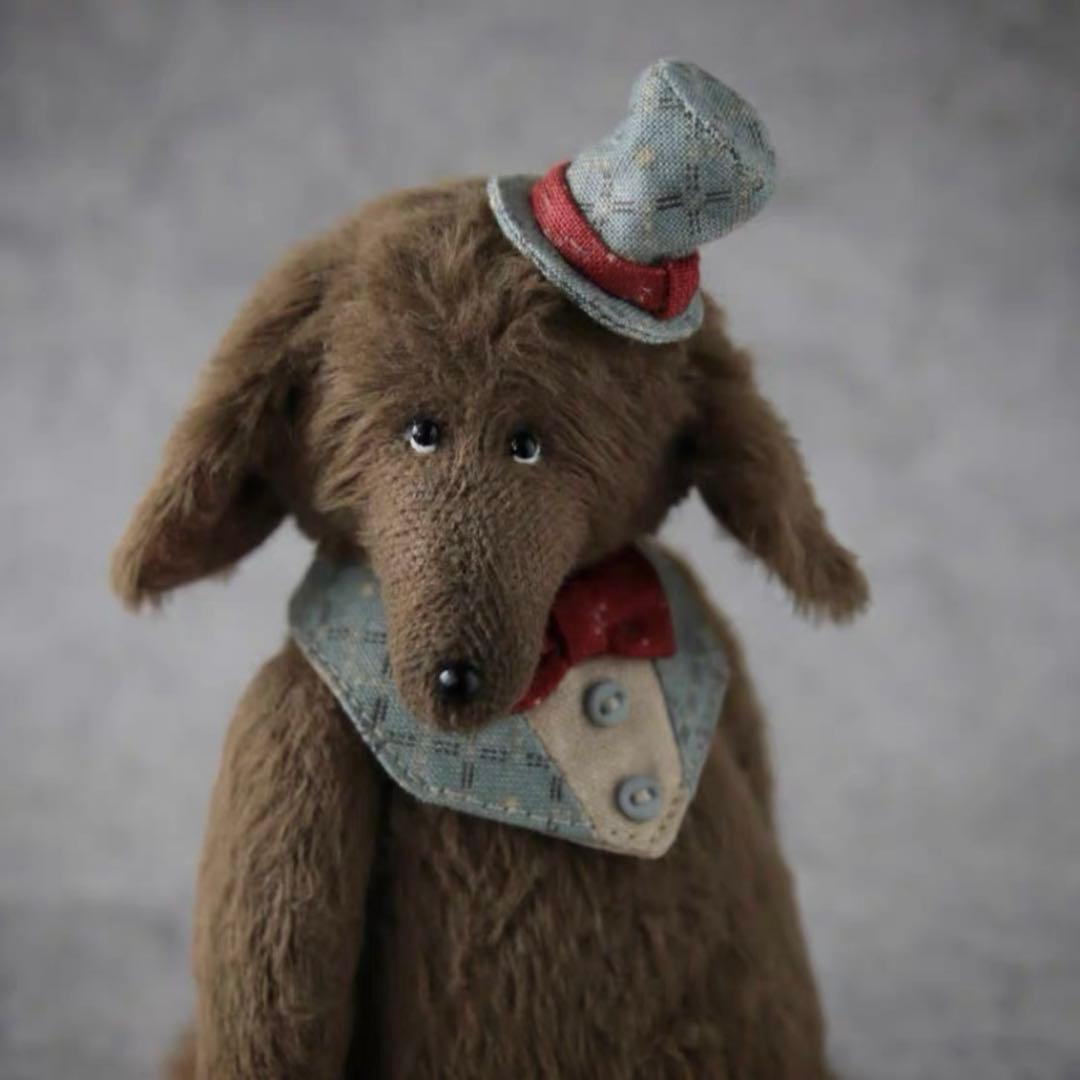 優雅な紳士ワンワン アーティストベア 海外作家様 ハンドメイド テディベア 置物