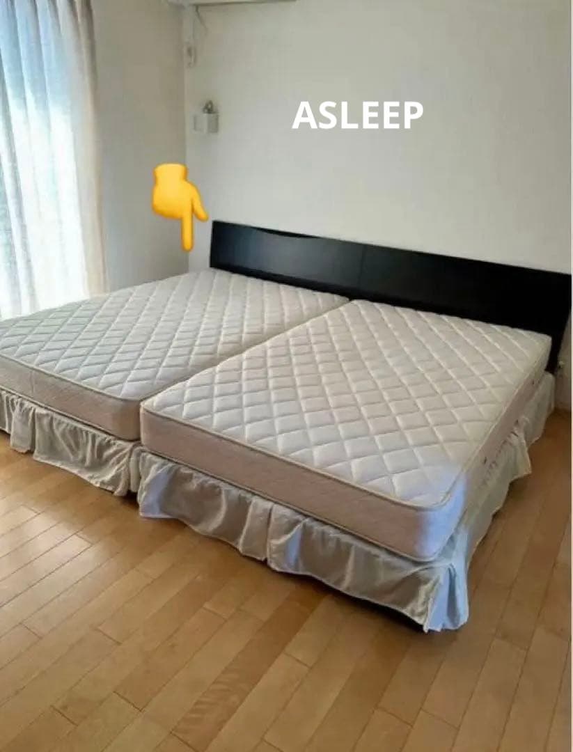 ★送料込★ セミダブル　ベッドフレーム　２台　ASLEEPウォルナット　左収納②