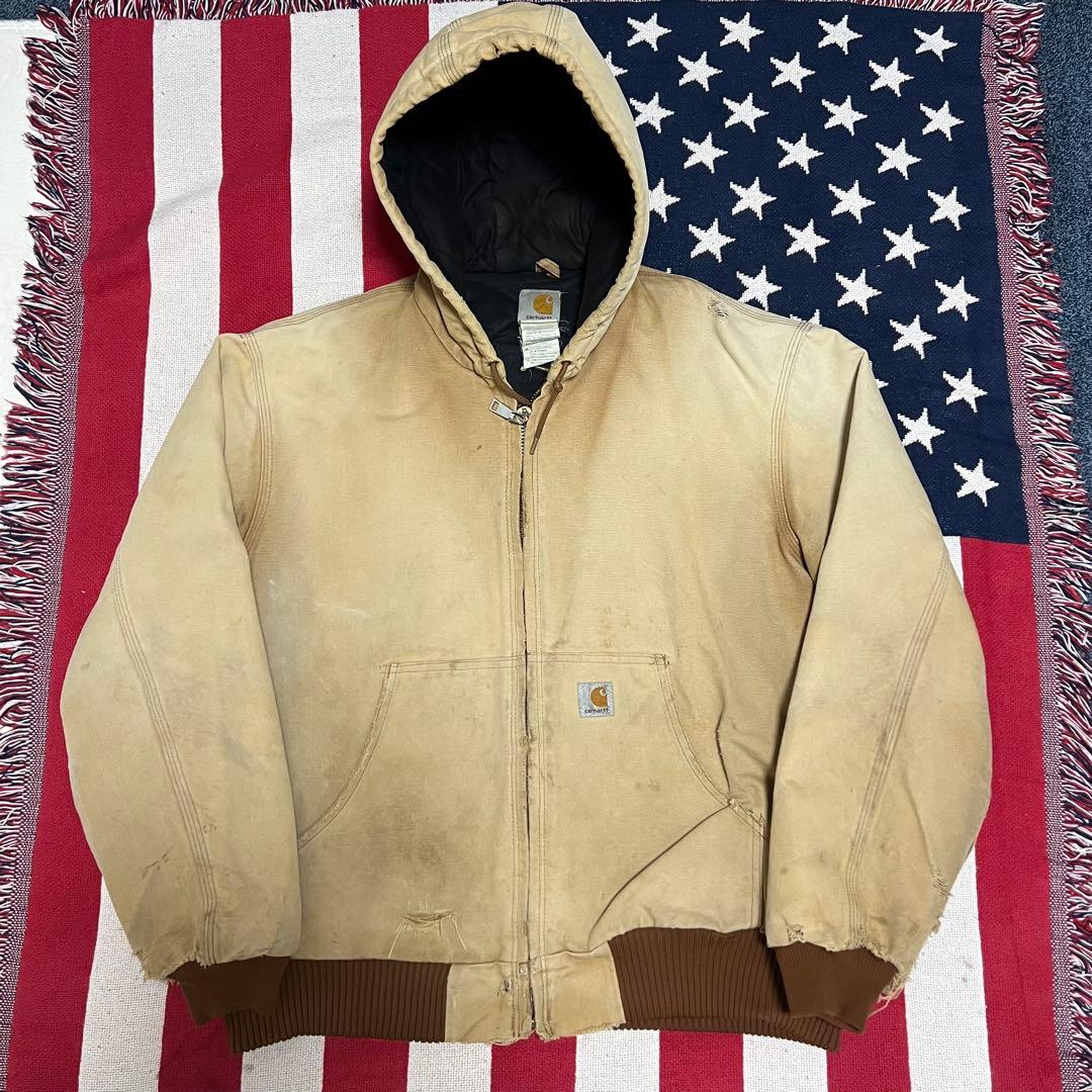 90s Carhartt カーハート ダックアクティブジャケット ベージュ ボロ