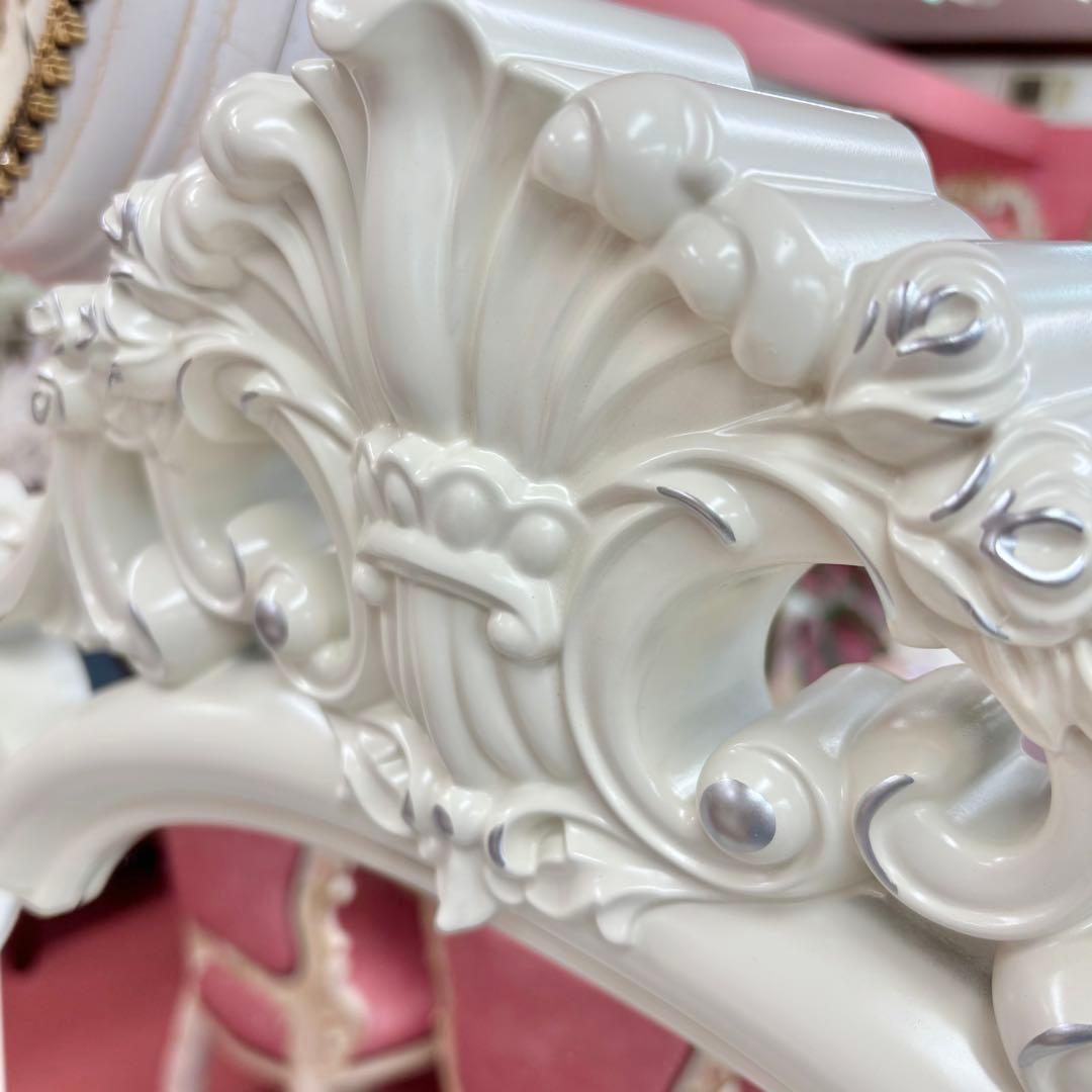 ロココスタイル ホワイトドレッサー スツール付き ドレッサー3点セット 簡単組立