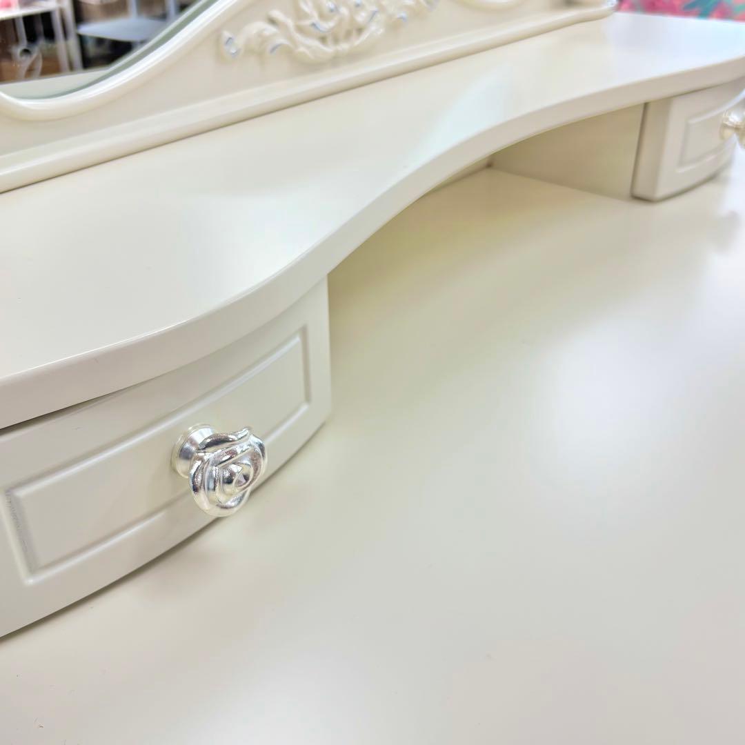 ロココスタイル ホワイトドレッサー スツール付き ドレッサー3点セット 簡単組立