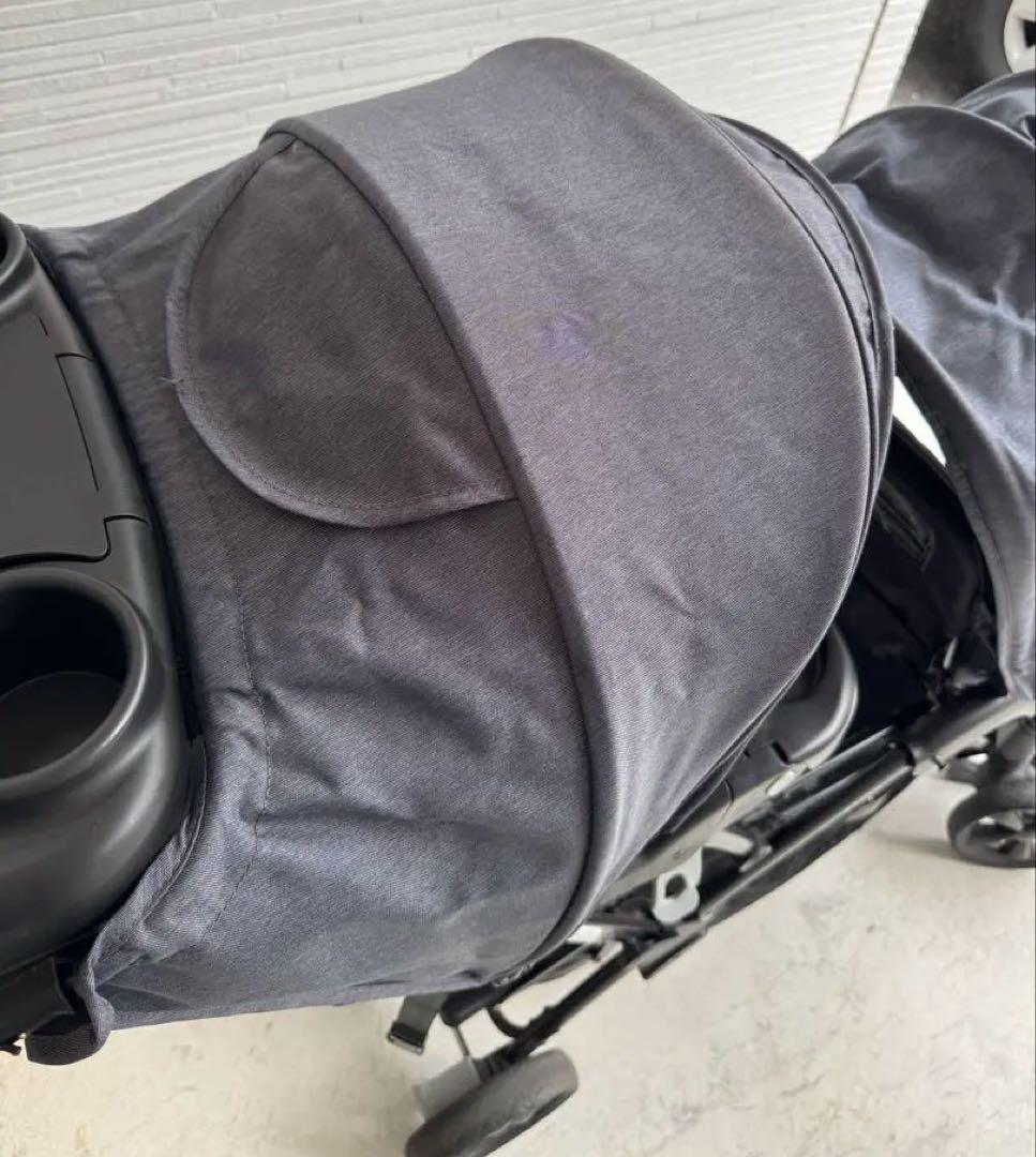 二人乗りベビーカー カトージ 二人でゴーDX デニム レインカバー付き