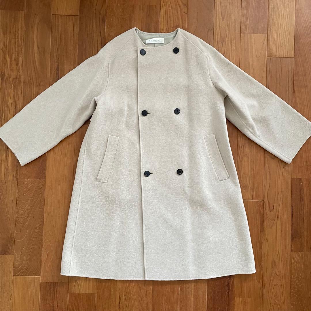 ギャルリーヴィー ウールダブルフェイス カラーレス トレンチコート