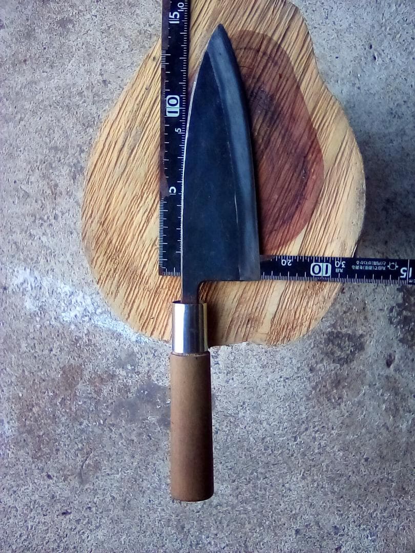 中古包丁　出刃　築地　正本　黒打ち