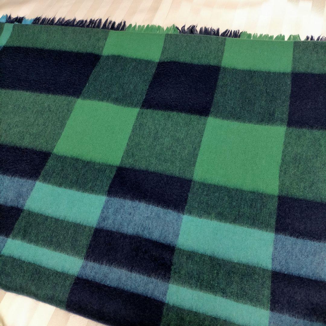 マッキントッシュフィロソフィー 大判カシミヤマフラー、ストール　グリーンネイビー