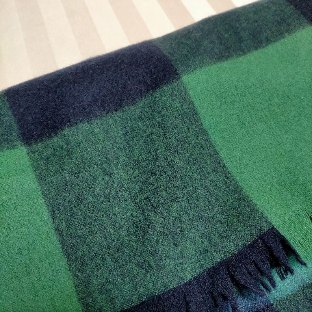 マッキントッシュフィロソフィー 大判カシミヤマフラー、ストール　グリーンネイビー