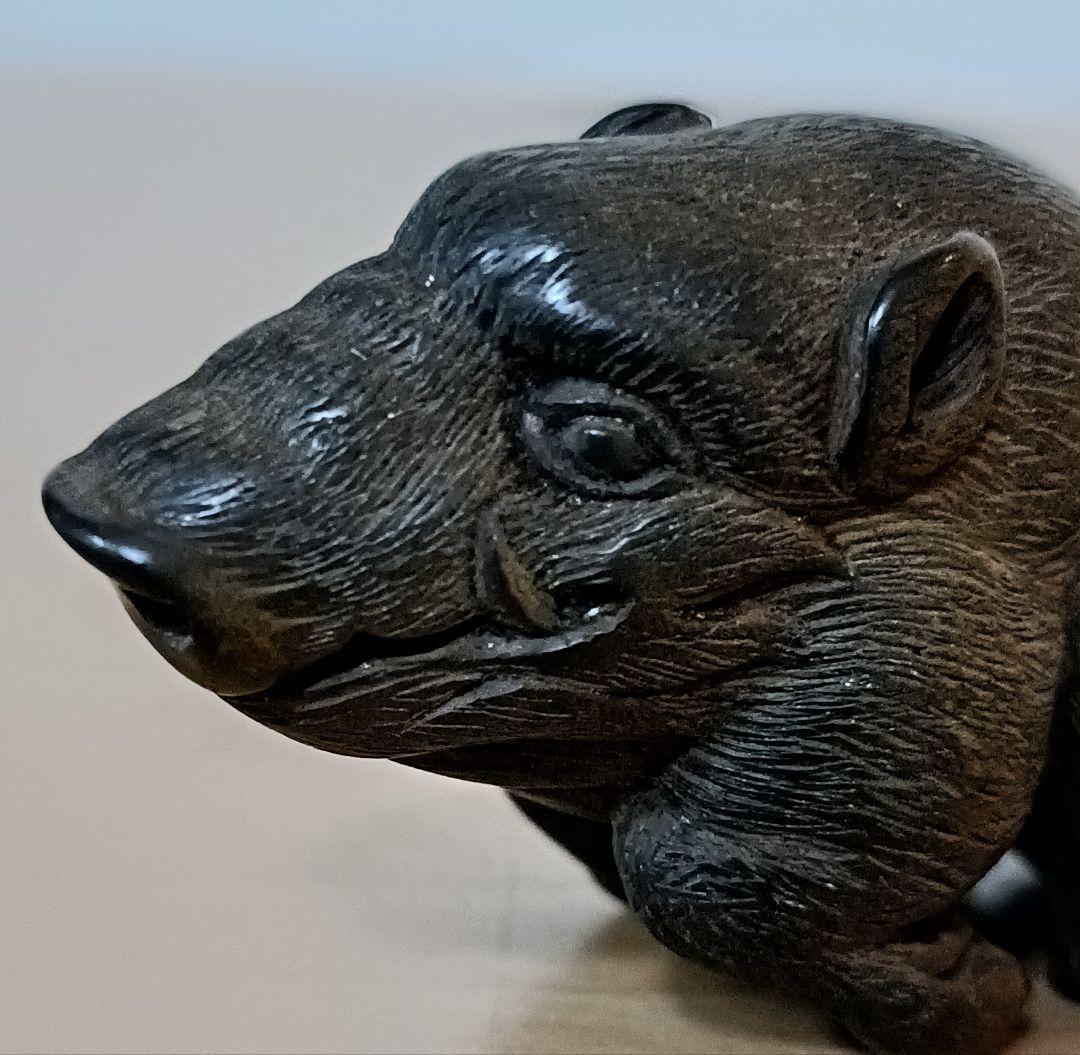 猪木彫根付　柘植根付　時代物　江戸時代　古根付