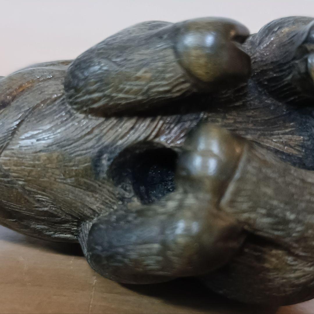 猪木彫根付　柘植根付　時代物　江戸時代　古根付