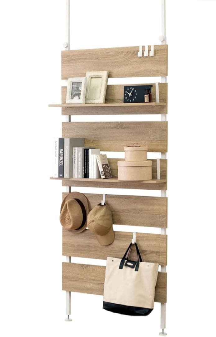 【新品】つっぱりラック つっぱり棚 壁面収納 ウォールラック 木製ラック 80