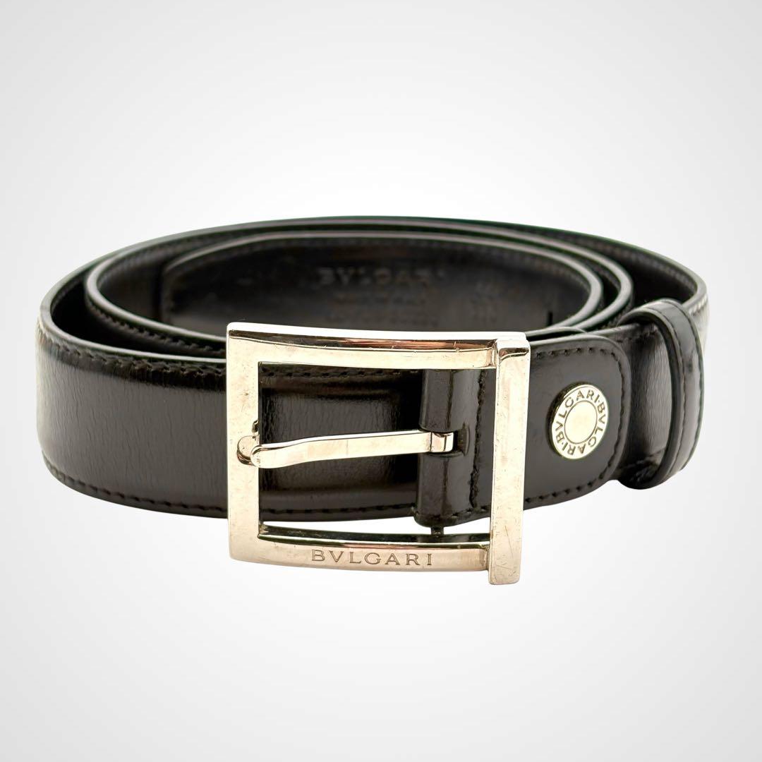 BVLGARI ブルガリ ベルト レザー ブラック メンズ ビジネス イタリア製