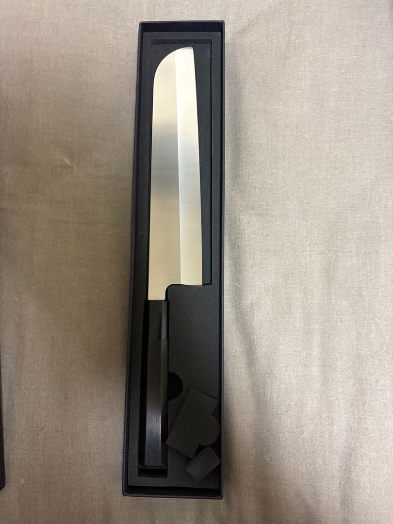 ま*さ様 鎌型薄刃 8寸 V金10号 刺身包丁 黒檀黒水角牛八角柄