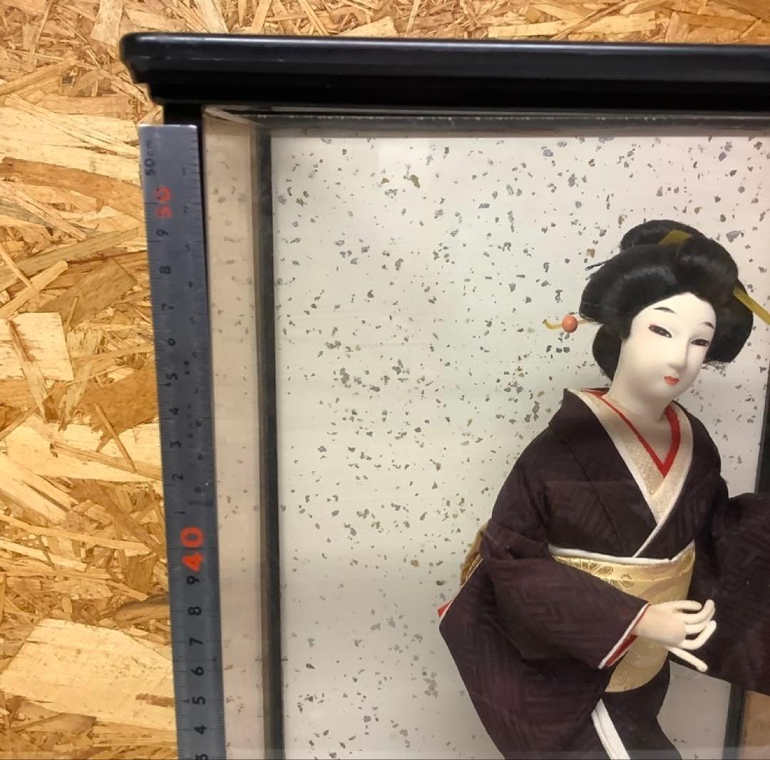 昭和レトロ 日本人形 ガラスケース入 和装飾 舞妓 置物 古民家 (P-66)