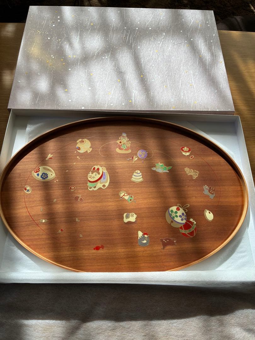 盆 干支柄　越前漆器