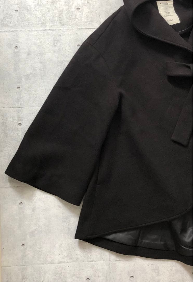 KUOSE クオセ ☆ リボンカラーコート フーディー ブラック XSサイズ