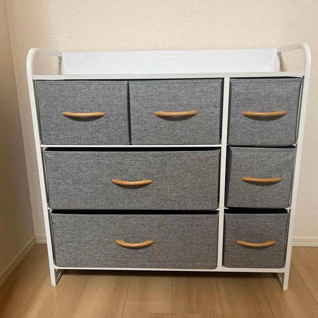 チェスト　布製　収納ボックス　グレー　幅80高79奥31.5