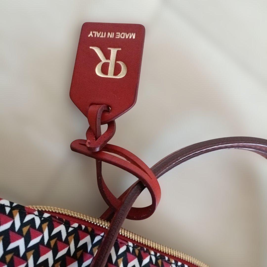 ロベルタピエリROBERTA PIERIトートバッグショルダー赤タタミ柄美品軽量