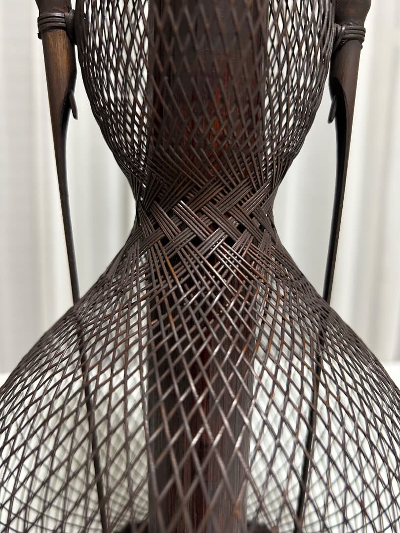 船橋重郎作　瓢形 手付竹花籠 (茶道具)