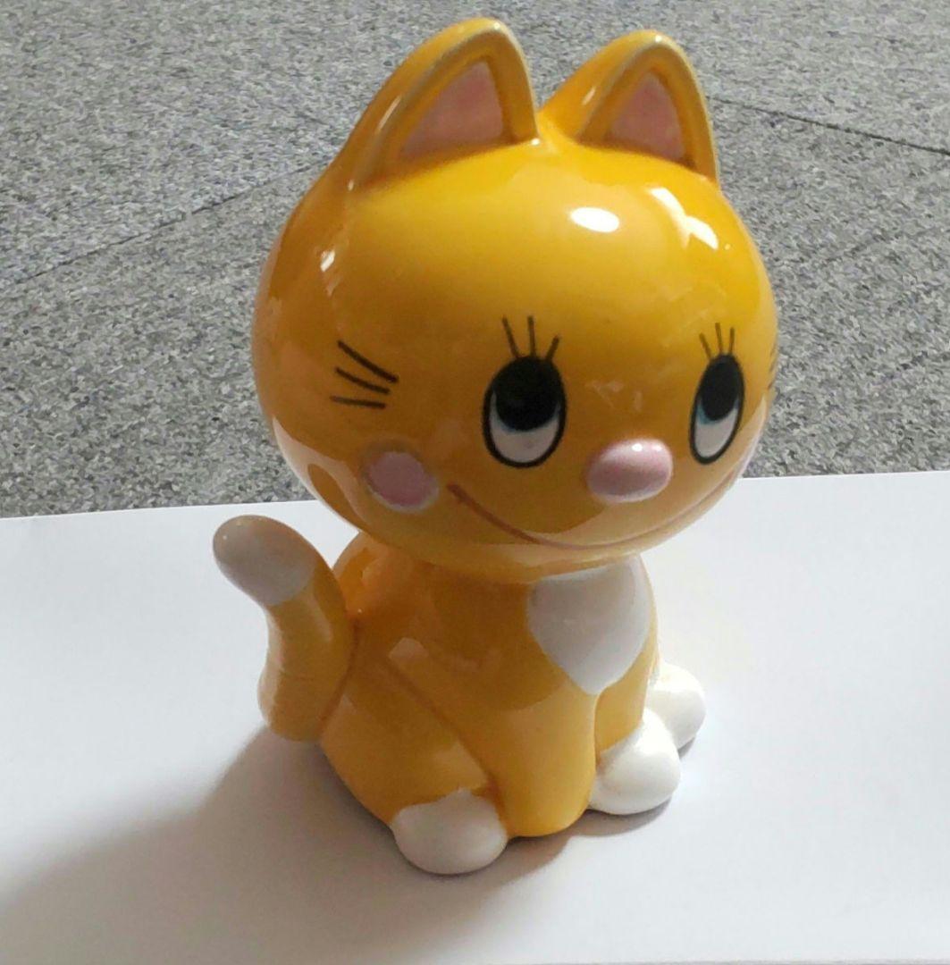 昭和レトロ 当時物 猫の貯金箱 陶器約13cm 激レア