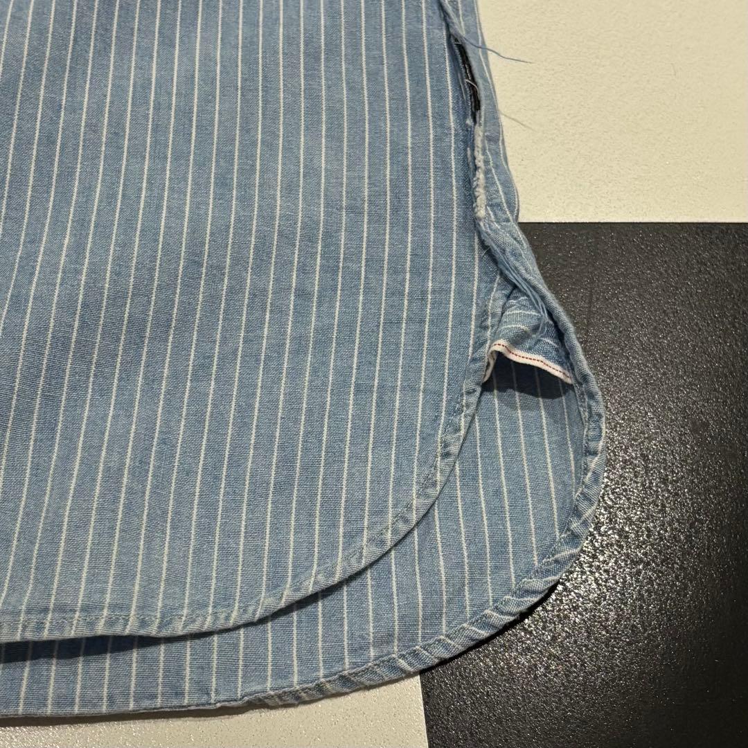RRL インディゴ ストライプ 赤耳 チンスト デニム ワーク シャツ XS