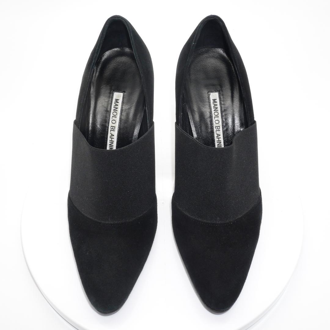 37.5　MANOLO BLAHNIK　マノロブラニク　ブーティー　黒　スエード