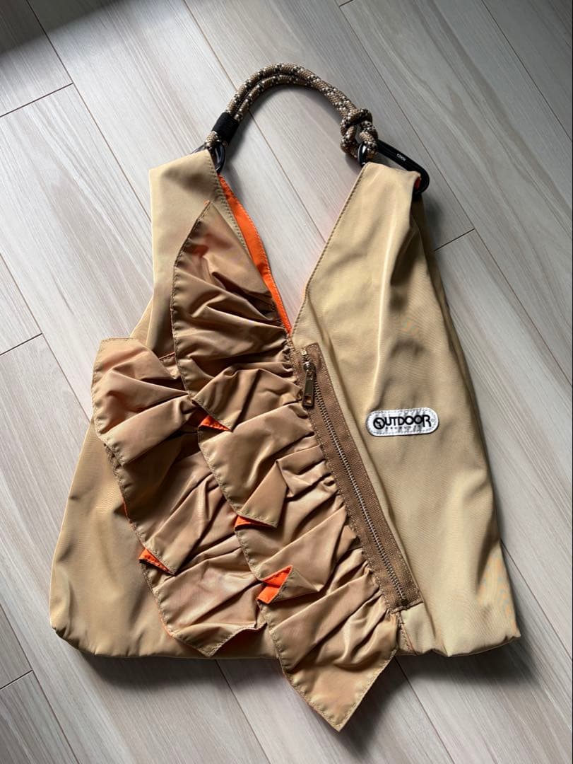 RISLEY×OUTDOOR PRODUCTティアードフリルトートバッグベージュ