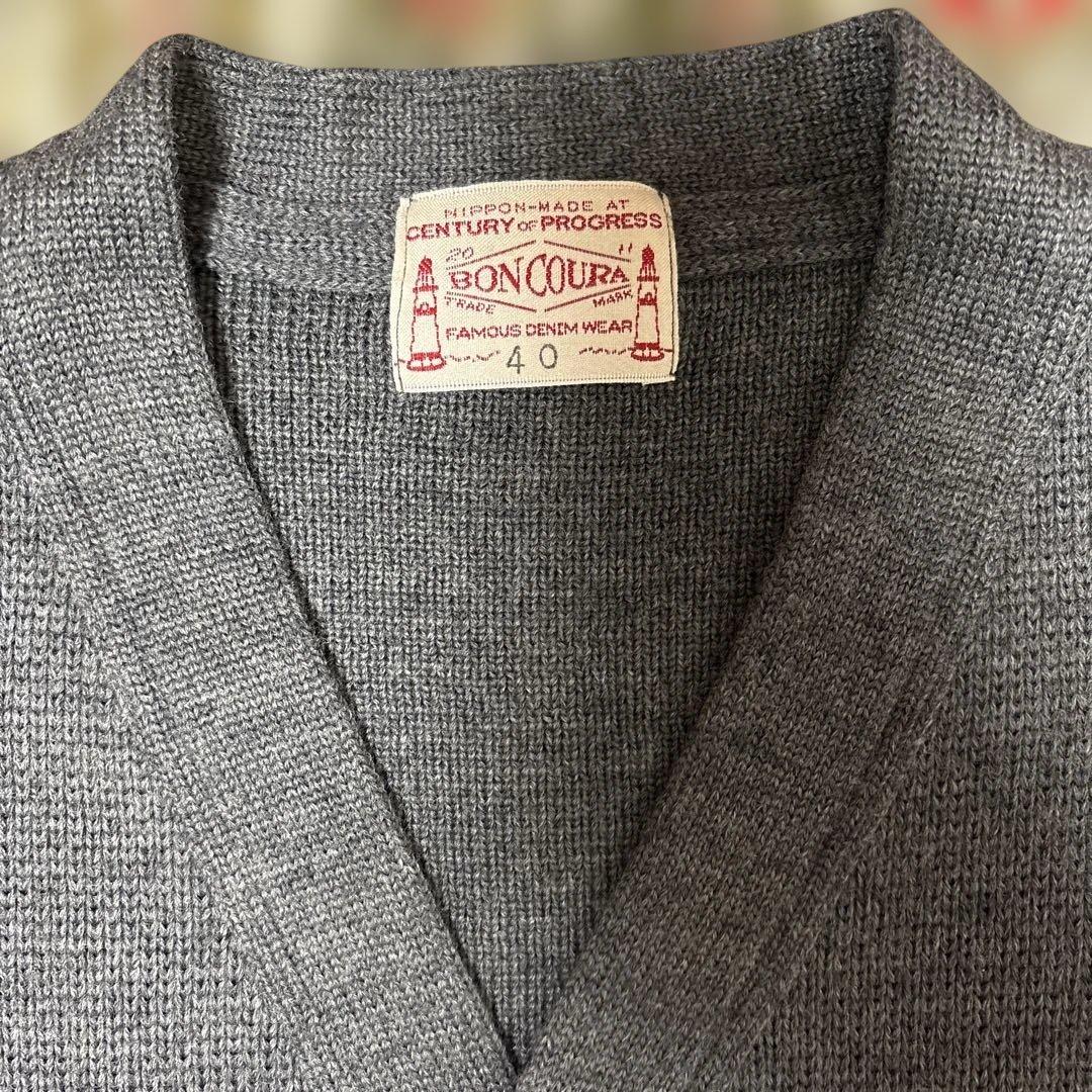 最終価格］BONCURRA ボタン付きカーディガン サイズ40 グレー/ブラック