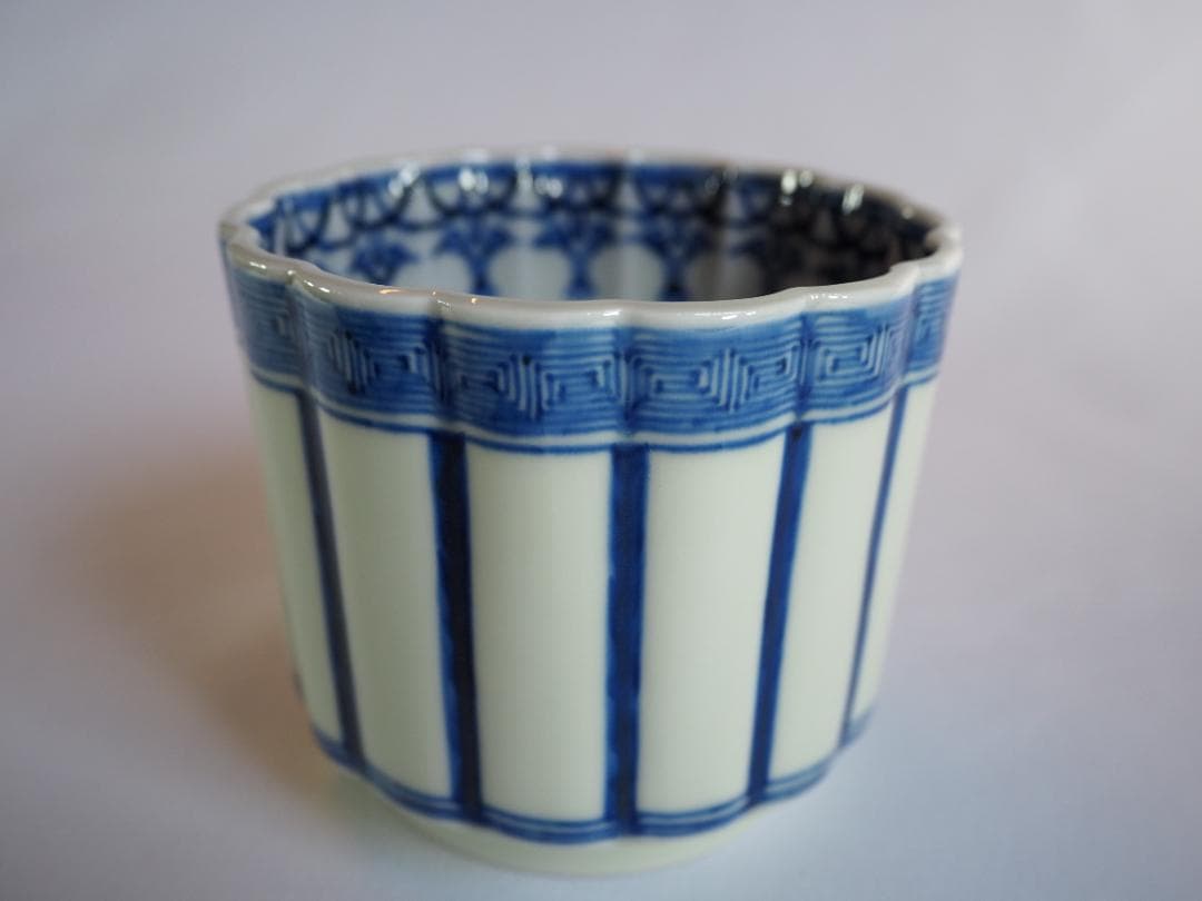 2代三浦竹泉造『染付桶川火入一対』（共箱）＊おまけ灰付き