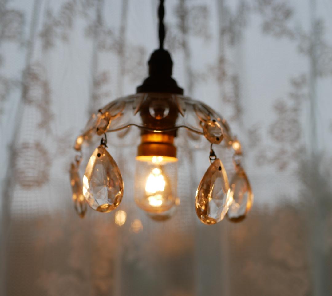 フランス　アンティーク　小さなシャンデリア　電球付き　カフェ