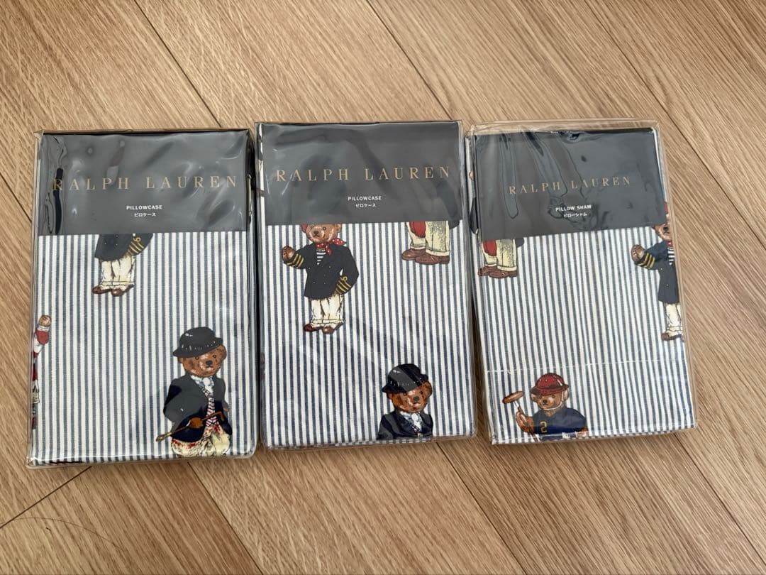 未使用未開封 ベアーストライプ ラルフローレン ピローシャム1　ピローケース2枚