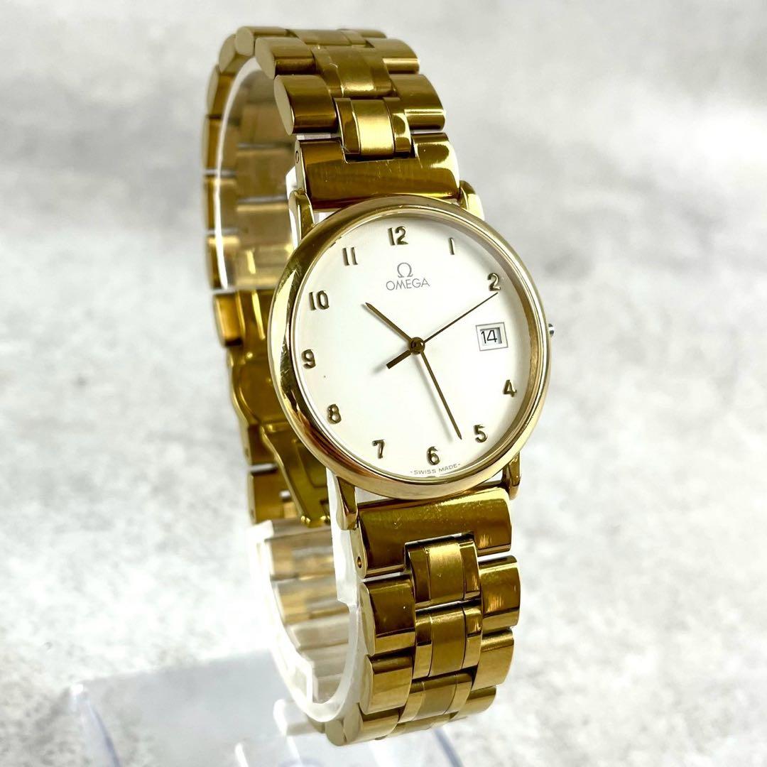 稼働 美品 オメガ デビル クォーツ 腕時計 ゴールド 新品ベルト