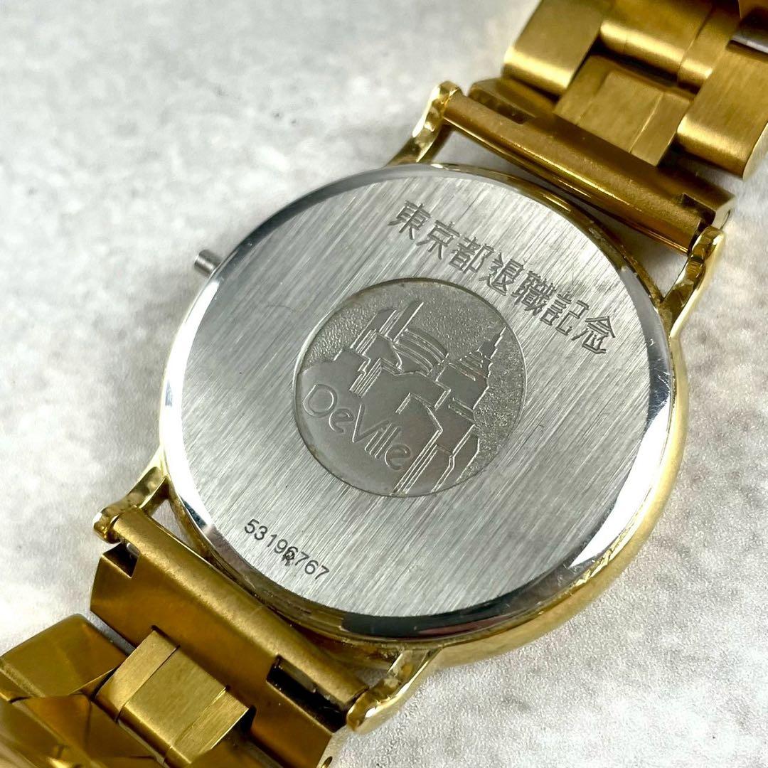 稼働 美品 オメガ デビル クォーツ 腕時計 ゴールド 新品ベルト