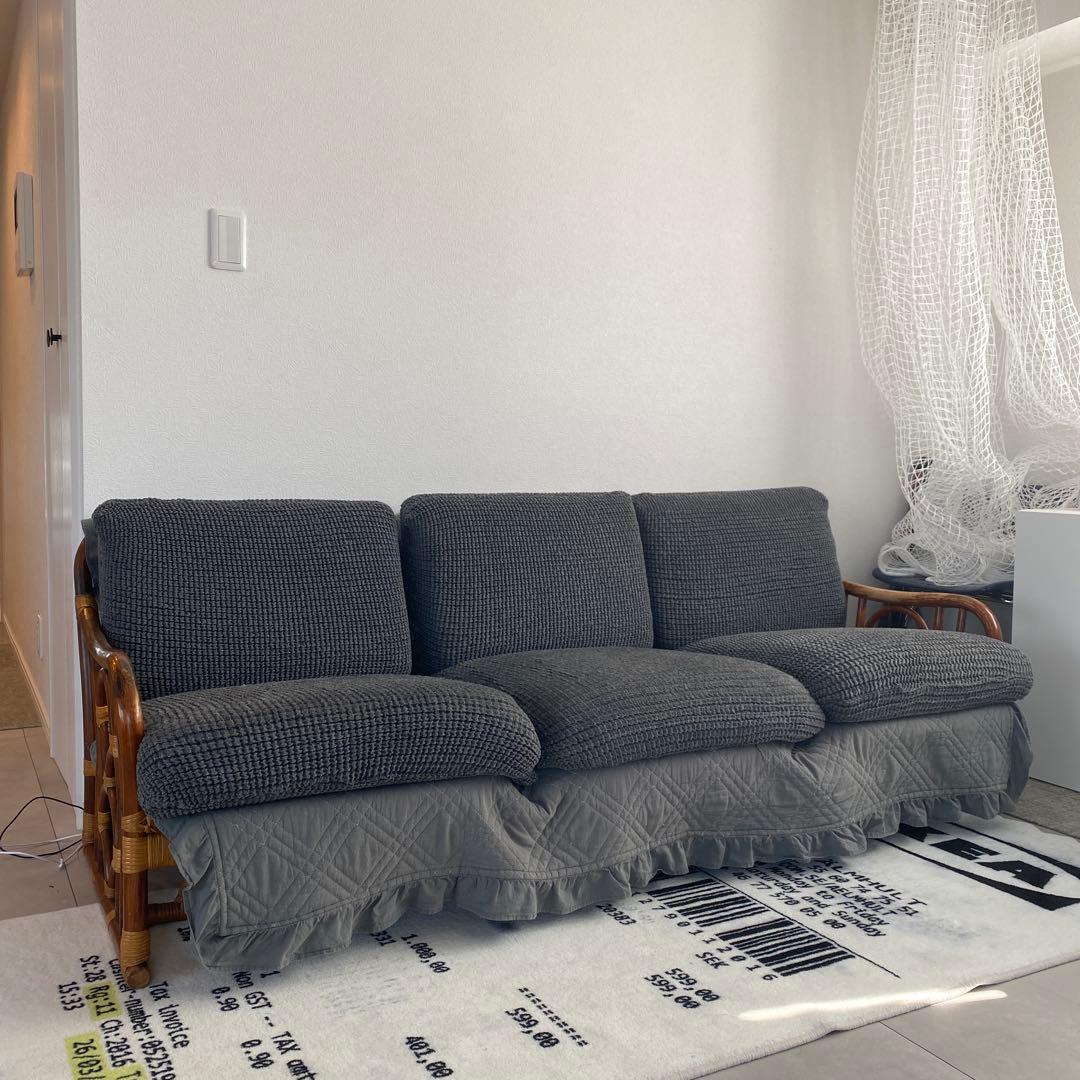 モルガナ様ラタンソファ グレー