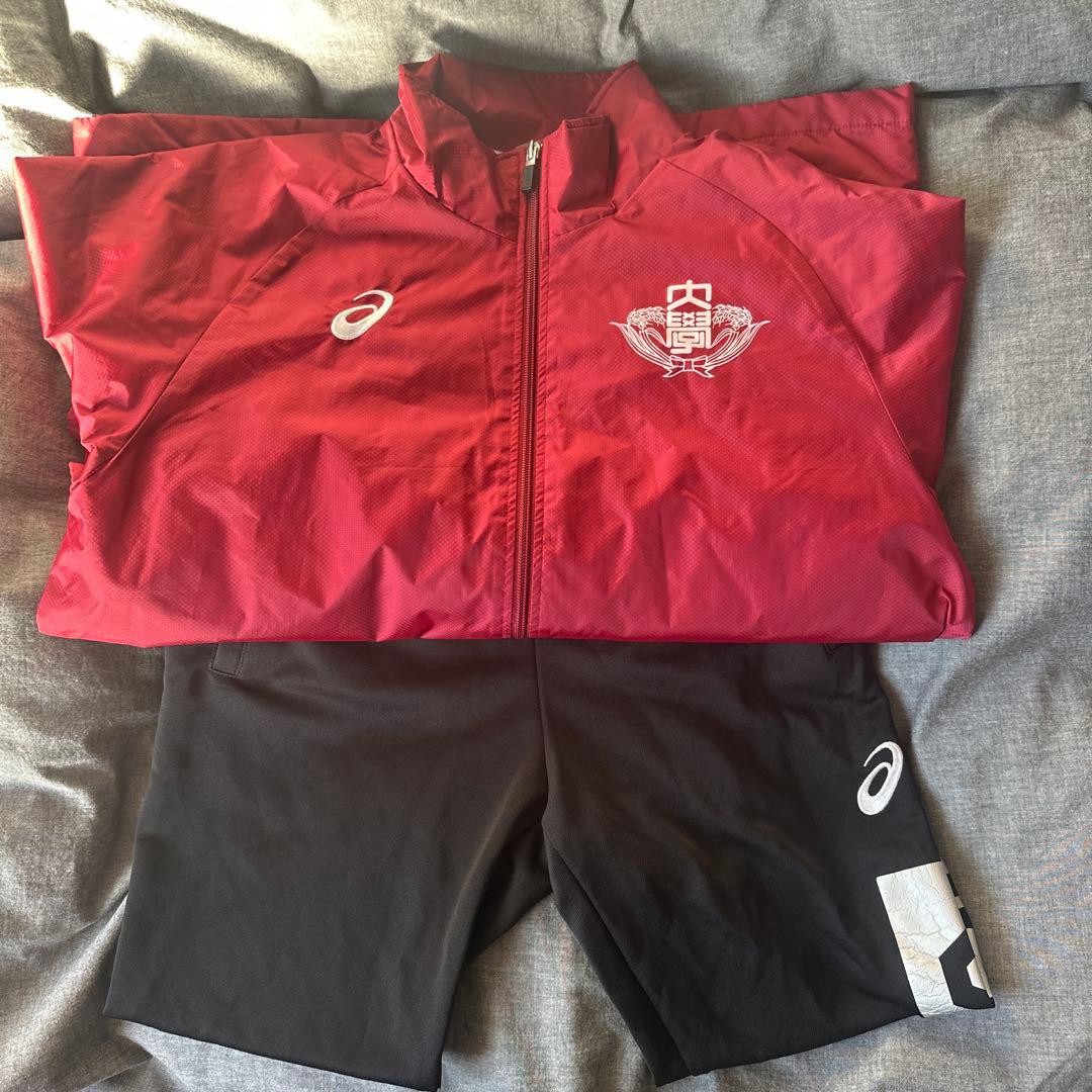 早稲田大学　ア式蹴球部　アシックス ウィンドブレーカー　ジャージ上下　XL L