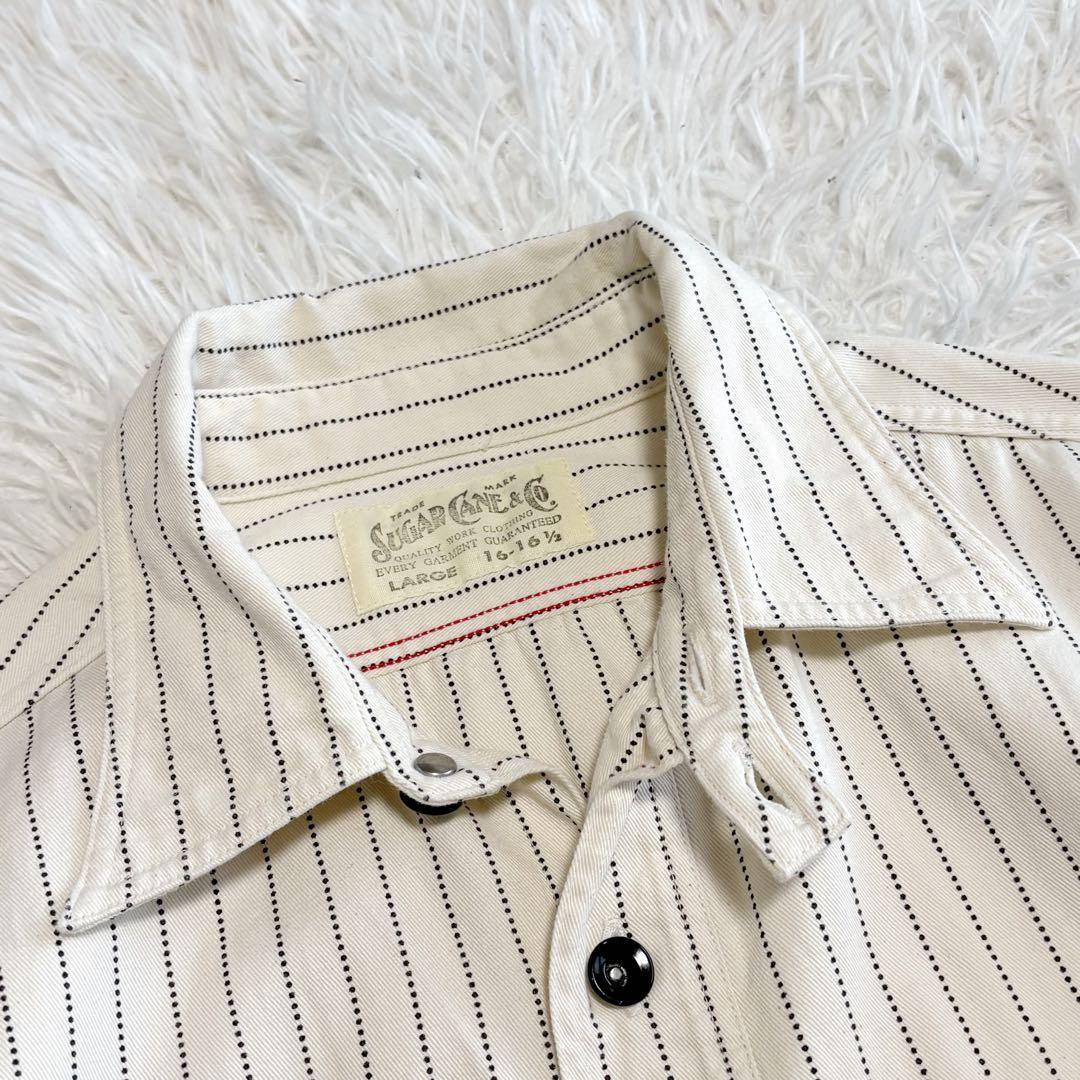 美品 SUGAR CANE ワークシャツ ウォバッシュ ホワイト サイズL相当