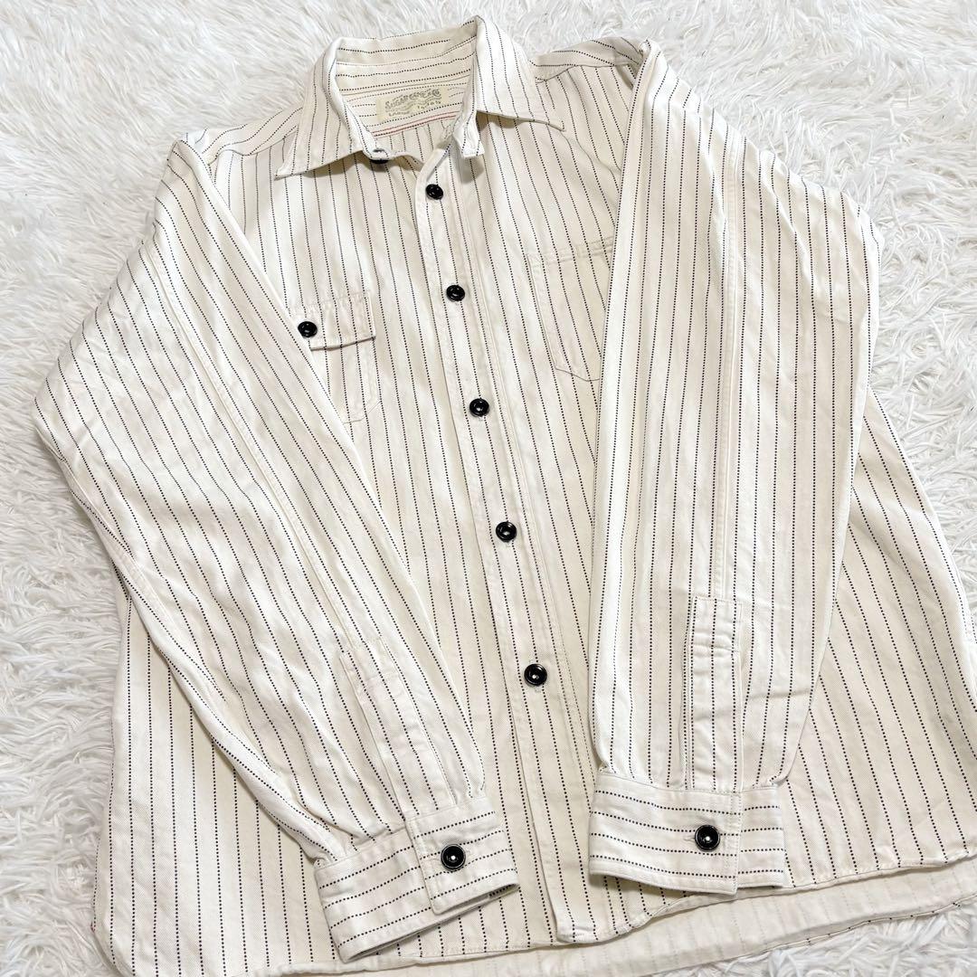 美品 SUGAR CANE ワークシャツ ウォバッシュ ホワイト サイズL相当