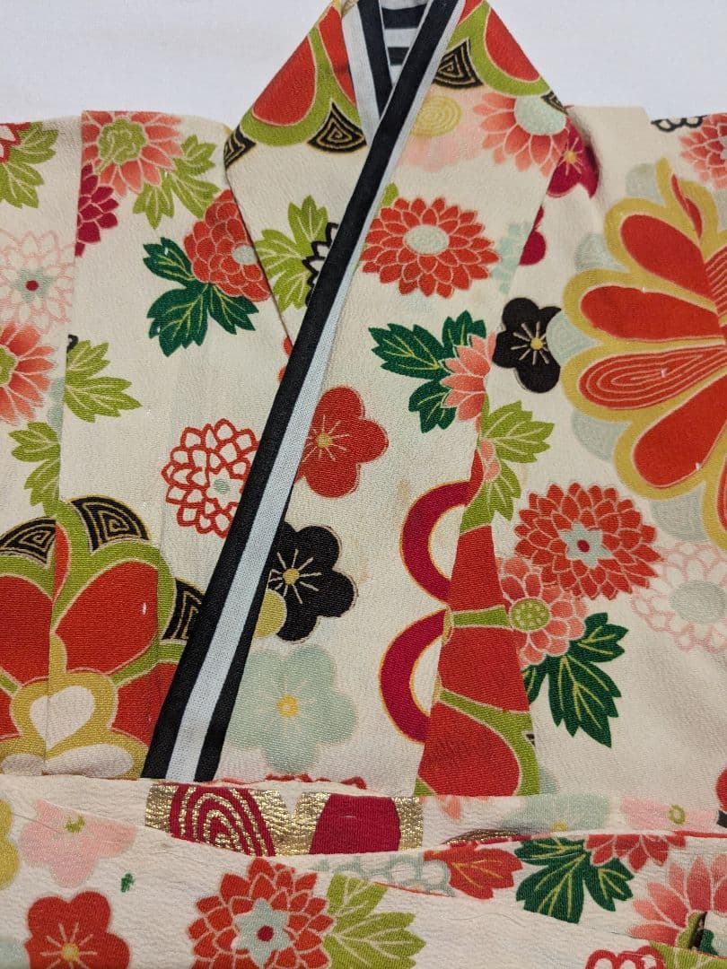 七五三　3歳　アンティーク　着物　被布エプロン　セット